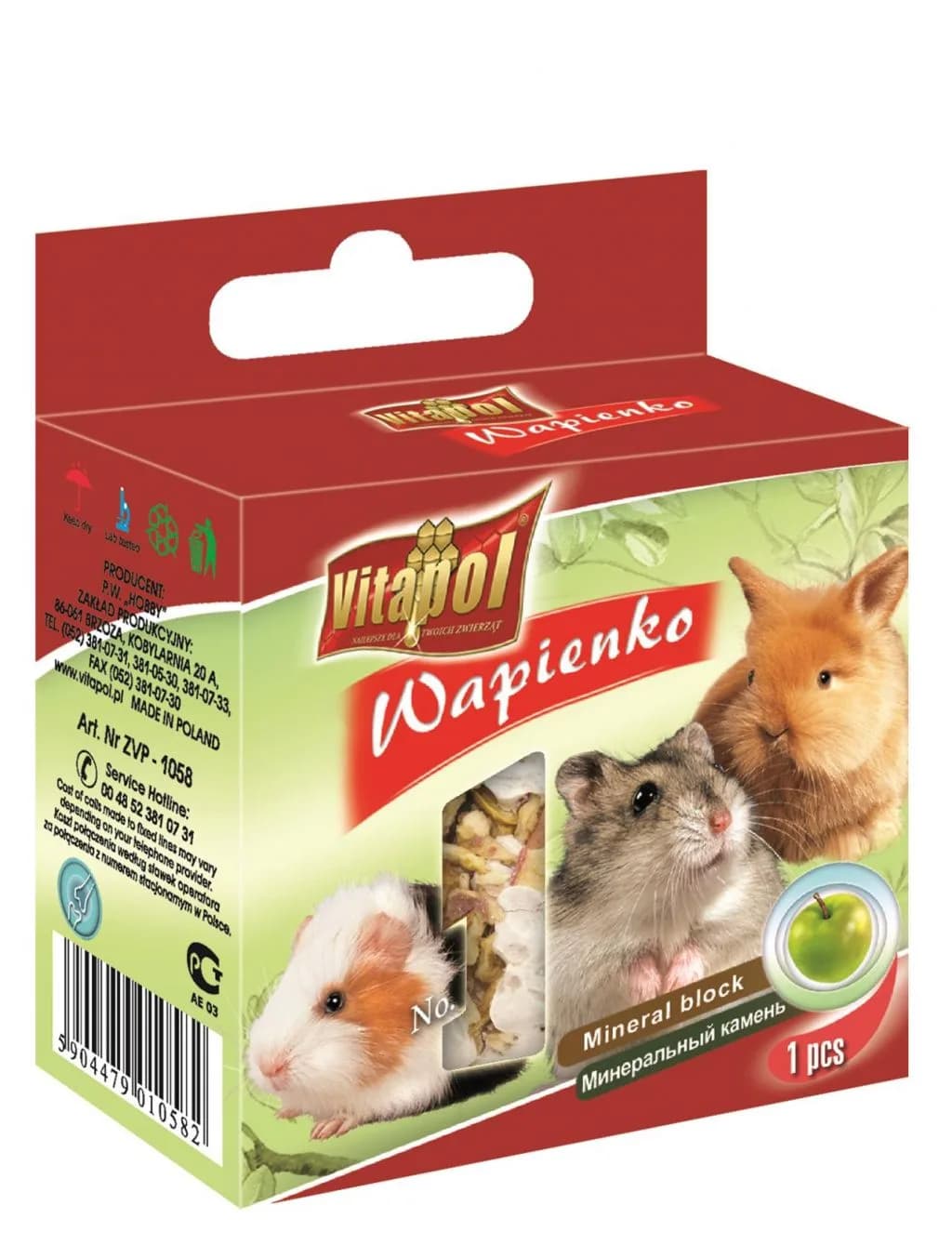 Vitapol Kostka wapienna dla gryzoni i królika Jabłko