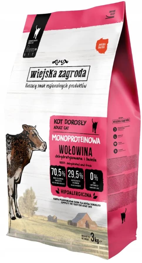 Wiejska Zagroda Karma sucha dla kota Monobiałkowa Wołowina – 3 kg