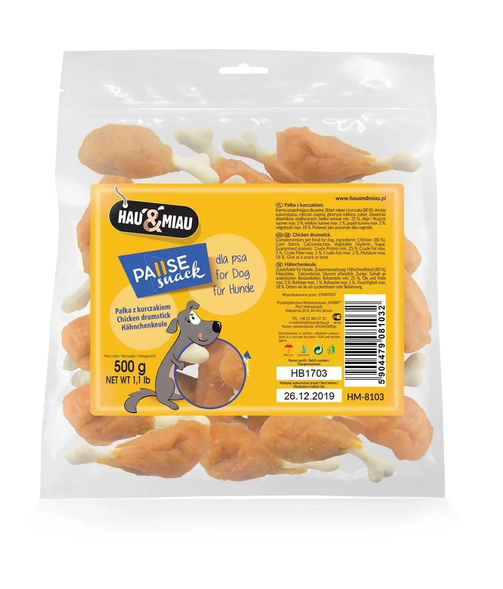 Hau&Miau Pausesnack przysmak dla psa pałka z kurczakiem 500 g