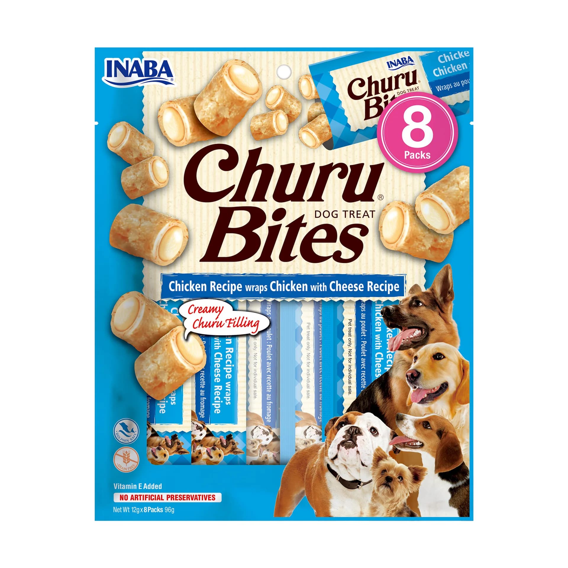 INABA Dog Churu Bite z kurczakiem i serem przysmak dla psa 8 x 12 g 96 g