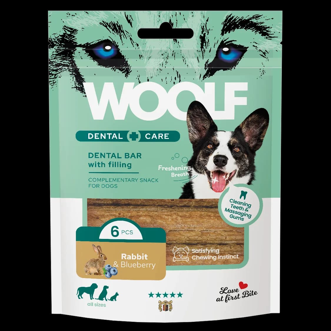 Woolf Dental Care Dentystyczny przysmak dla psa Królik i borówki 108 g
