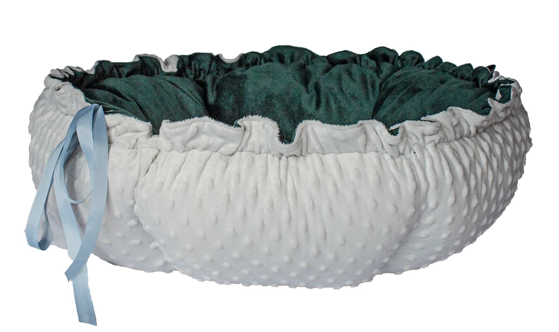 Lauren Design Legowisko dla kota i psa Daisy Velvet – szary velvet + róż minky / ⌀ 80