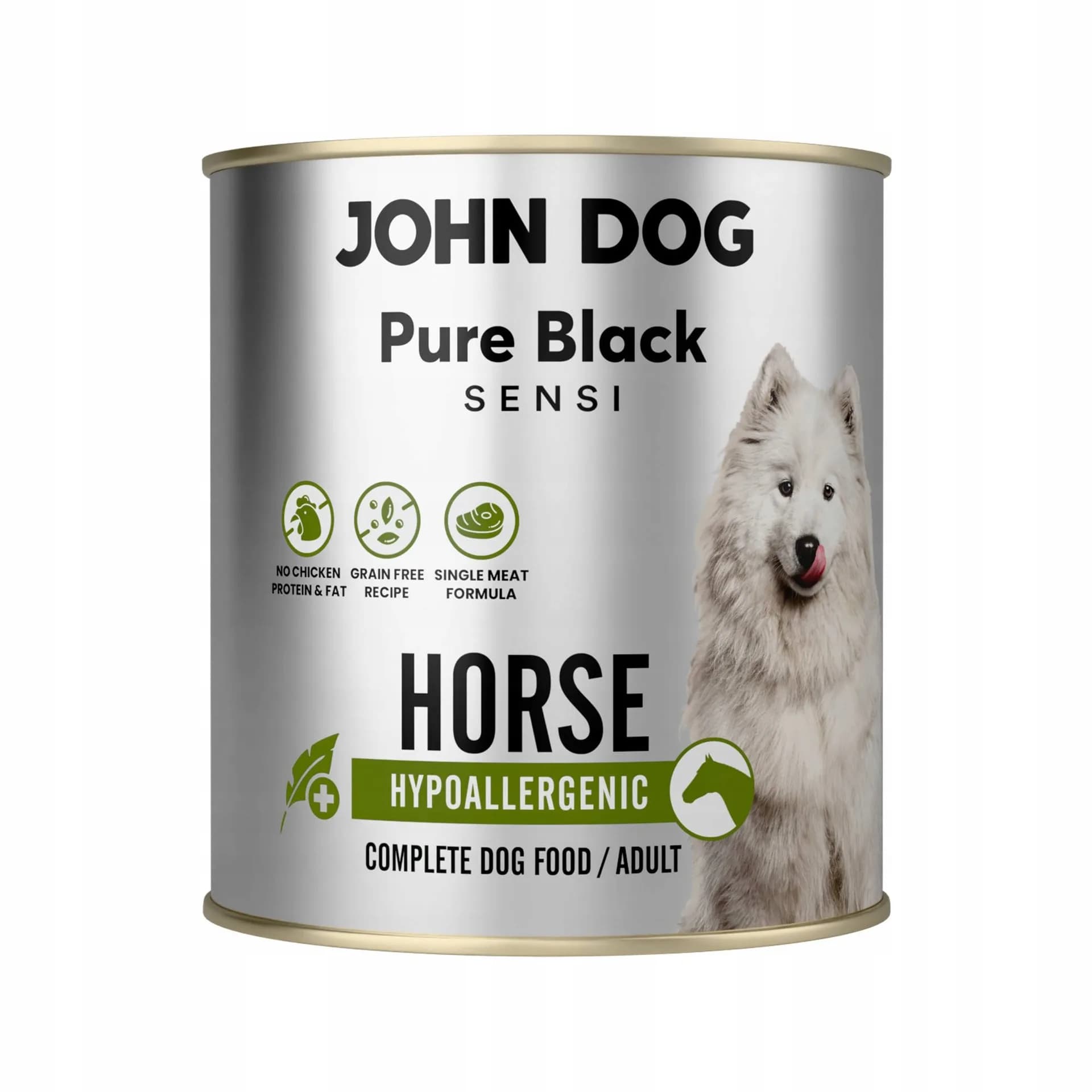 John Dog Pure Black Sensi Adult hipoalergiczna karma mokra dla psa z koniną – 800 g