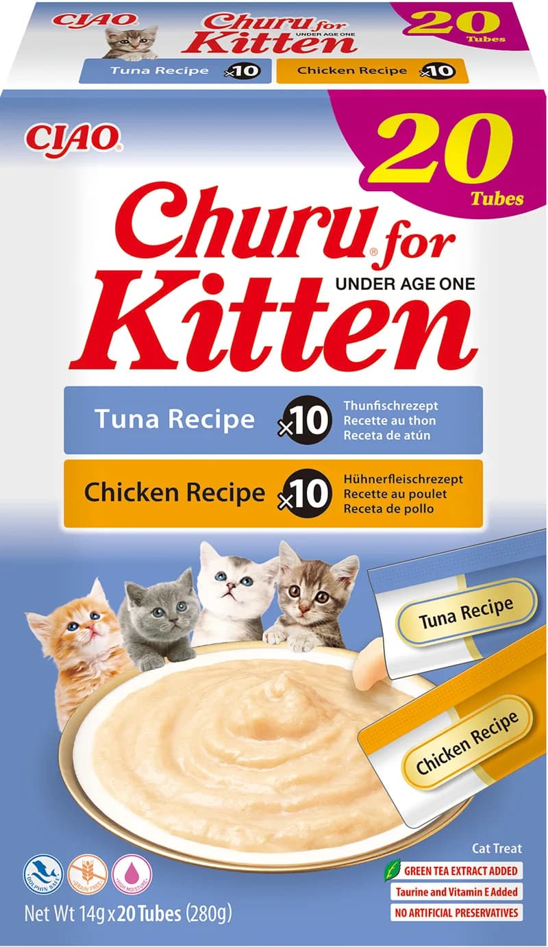 INABA Churu Kitten przysmak dla kociąt Tuńczyk i kurczak 20 × 14 g