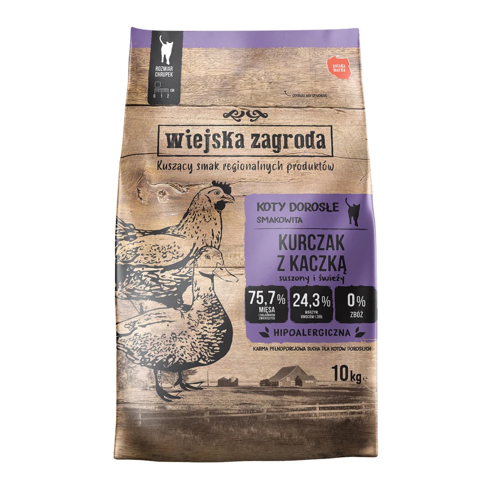 Wiejska Zagroda karma sucha dla kota kurczak z kaczką – 10 kg