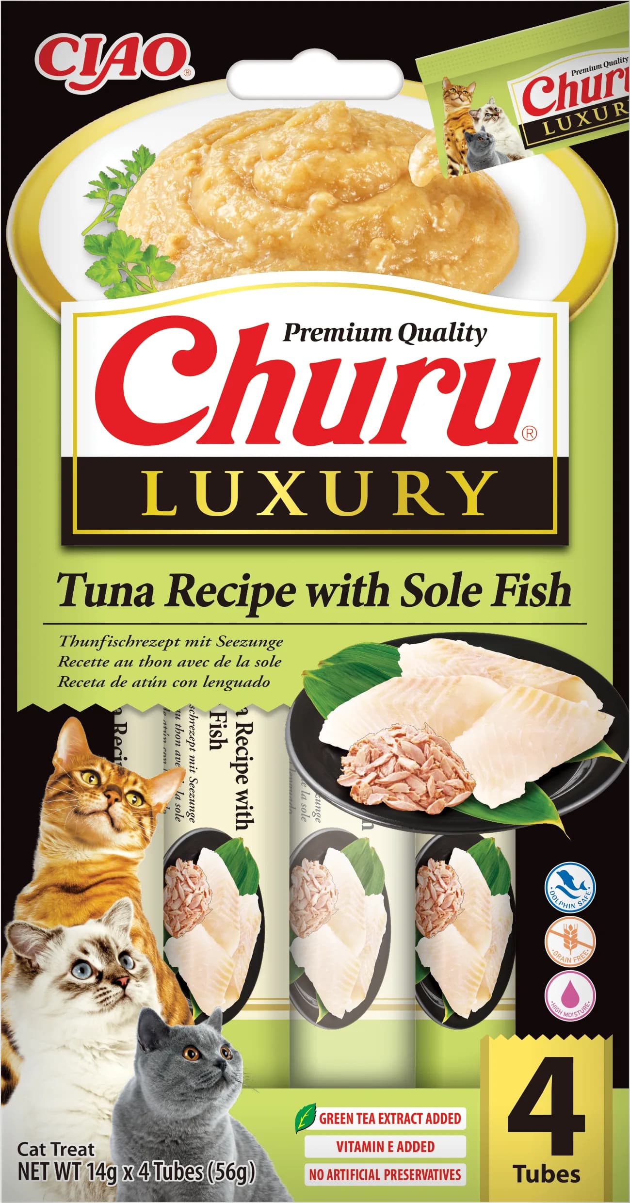 INABA Cat Churu Luxury przysmak dla kota tuńczyk i sola 4 × 14 g 56 g
