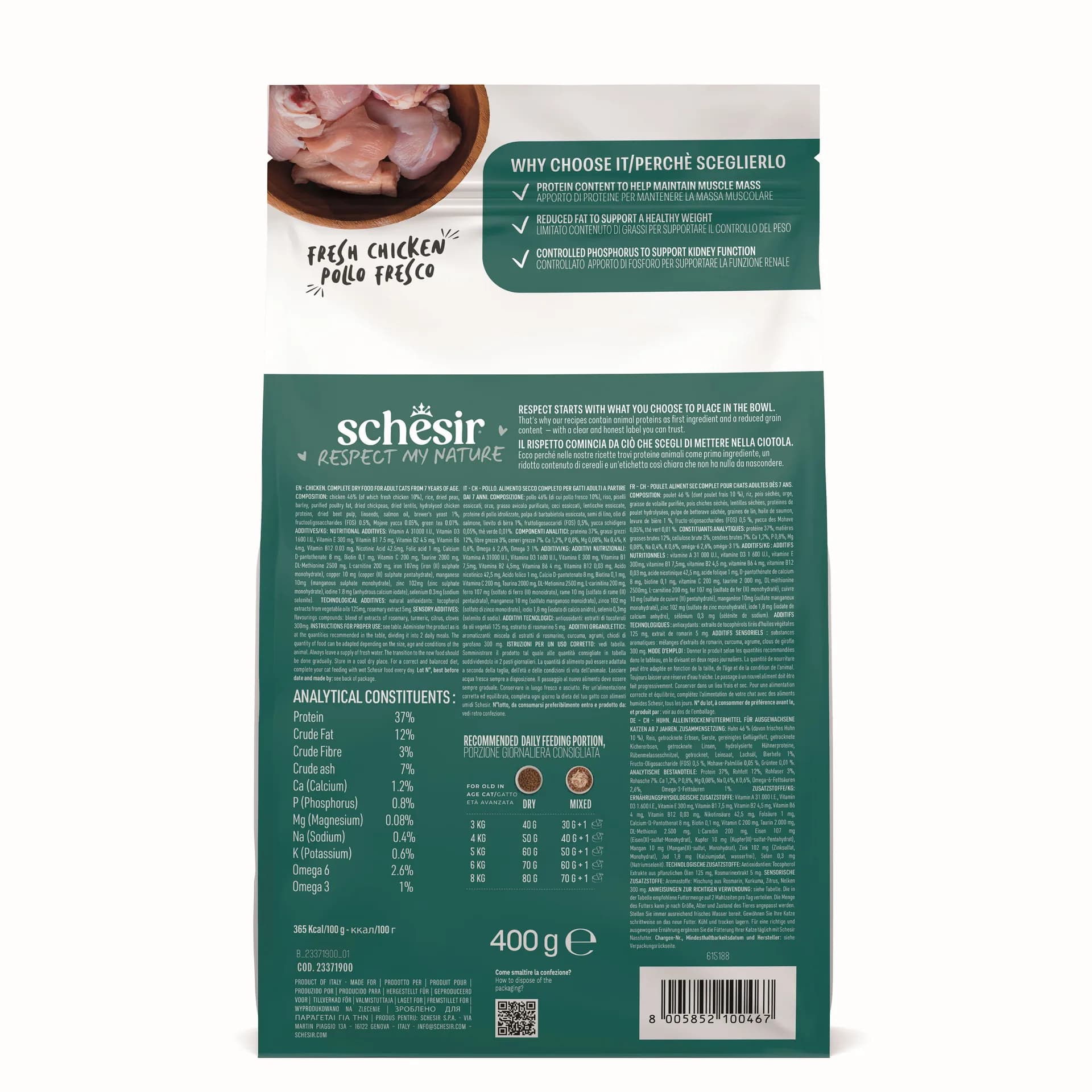 Schesir Animal Monoprotein Formula Nutriage 7+ karma sucha dla kotów pow. 7 roku życia kurczak – 400 g