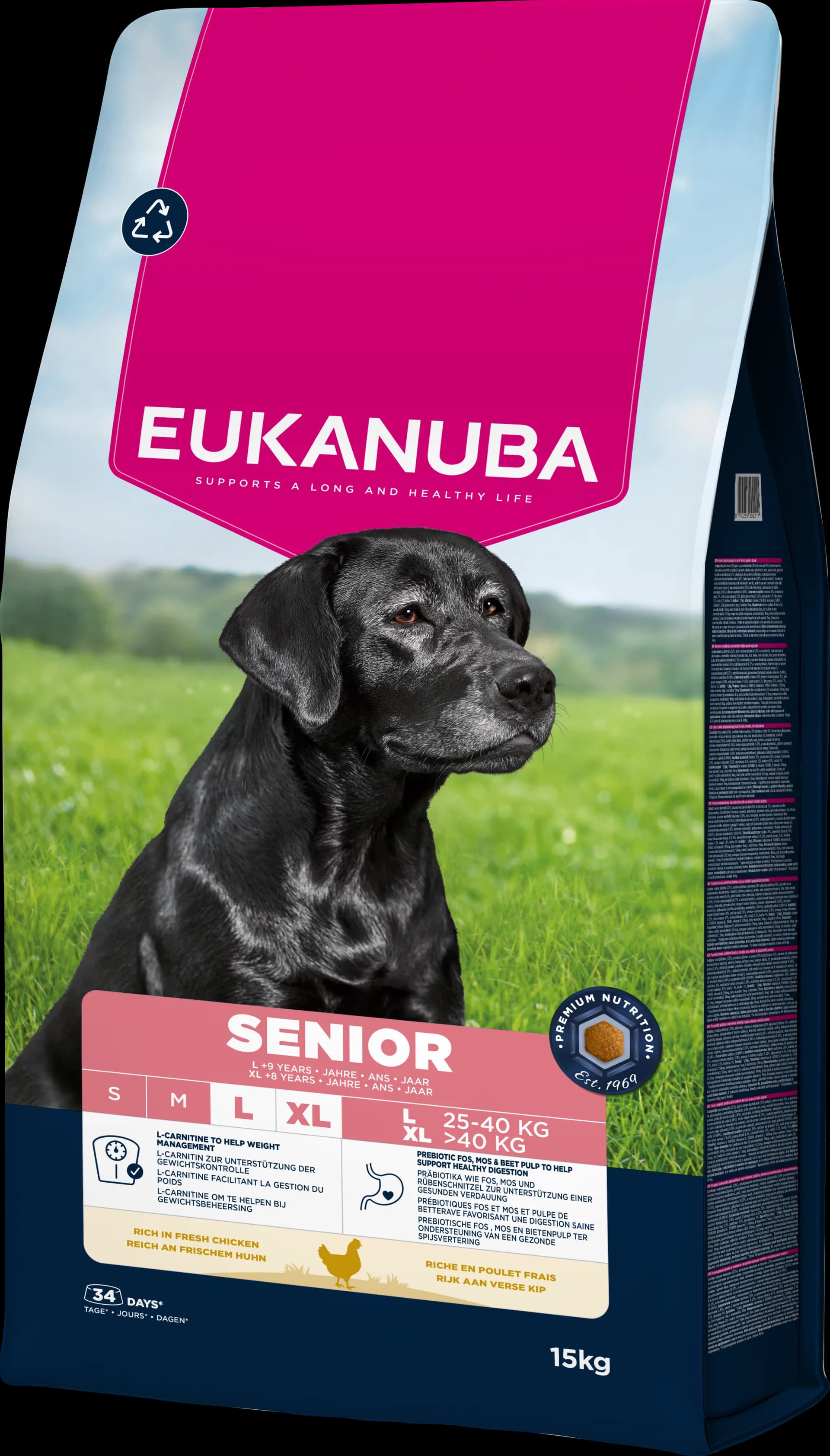 Eukanuba Life Care Senior Large Breed karma sucha ze świeżym kurczakiem dla starszych psów dużych i olbrzymich ras – 15 kg