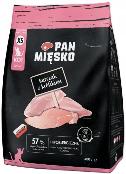 Pan Mięsko Karma sucha dla kociąt Kurczak z królikiem XS 400 g
