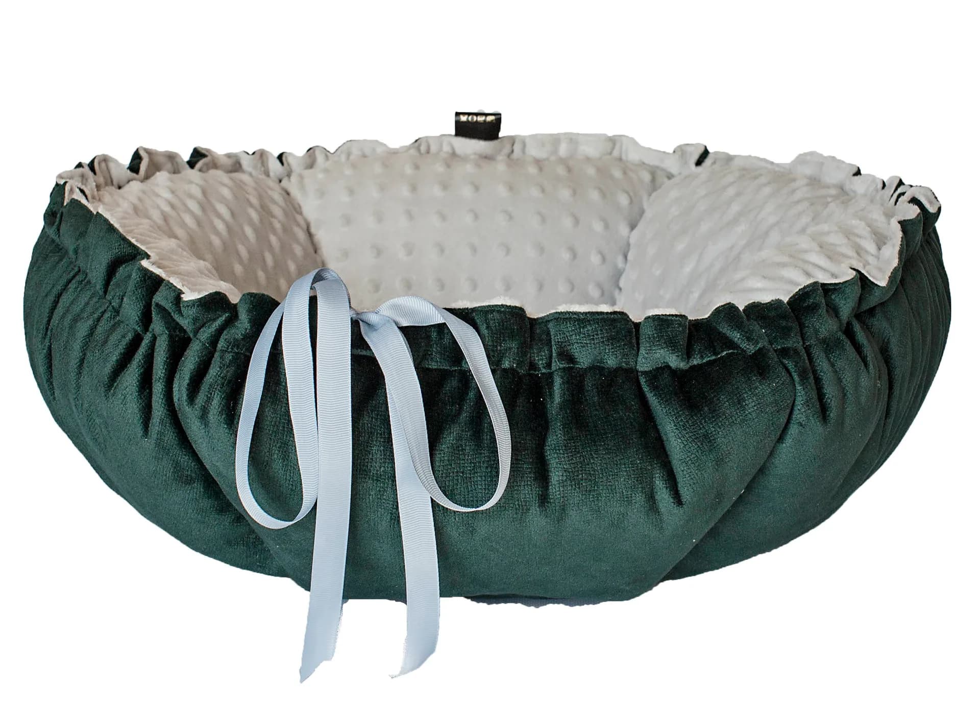 Lauren Design Legowisko dla kota i psa Daisy Velvet – szary velvet + róż minky / ⌀ 80