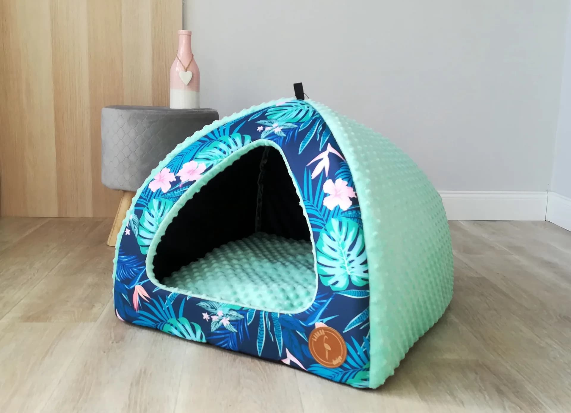 Lauren Design Budka dla psa i kota Bella Tropic i wymiary Tropic + róż minky/50 x 50 cm