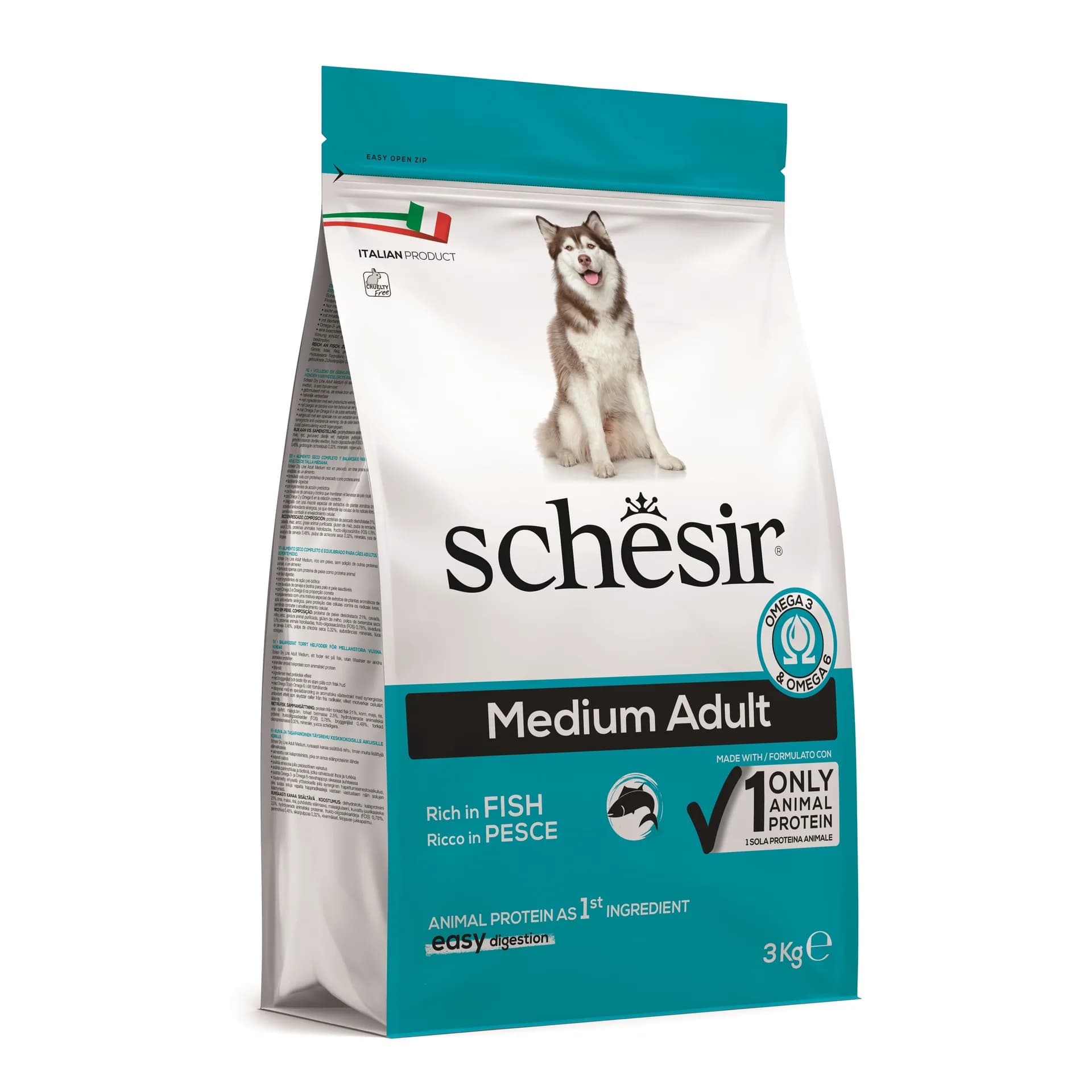 Schesir Original Medium Adult Rich In Fish karma sucha z rybą dla dorosłych psów średnich ras – 3 kg
