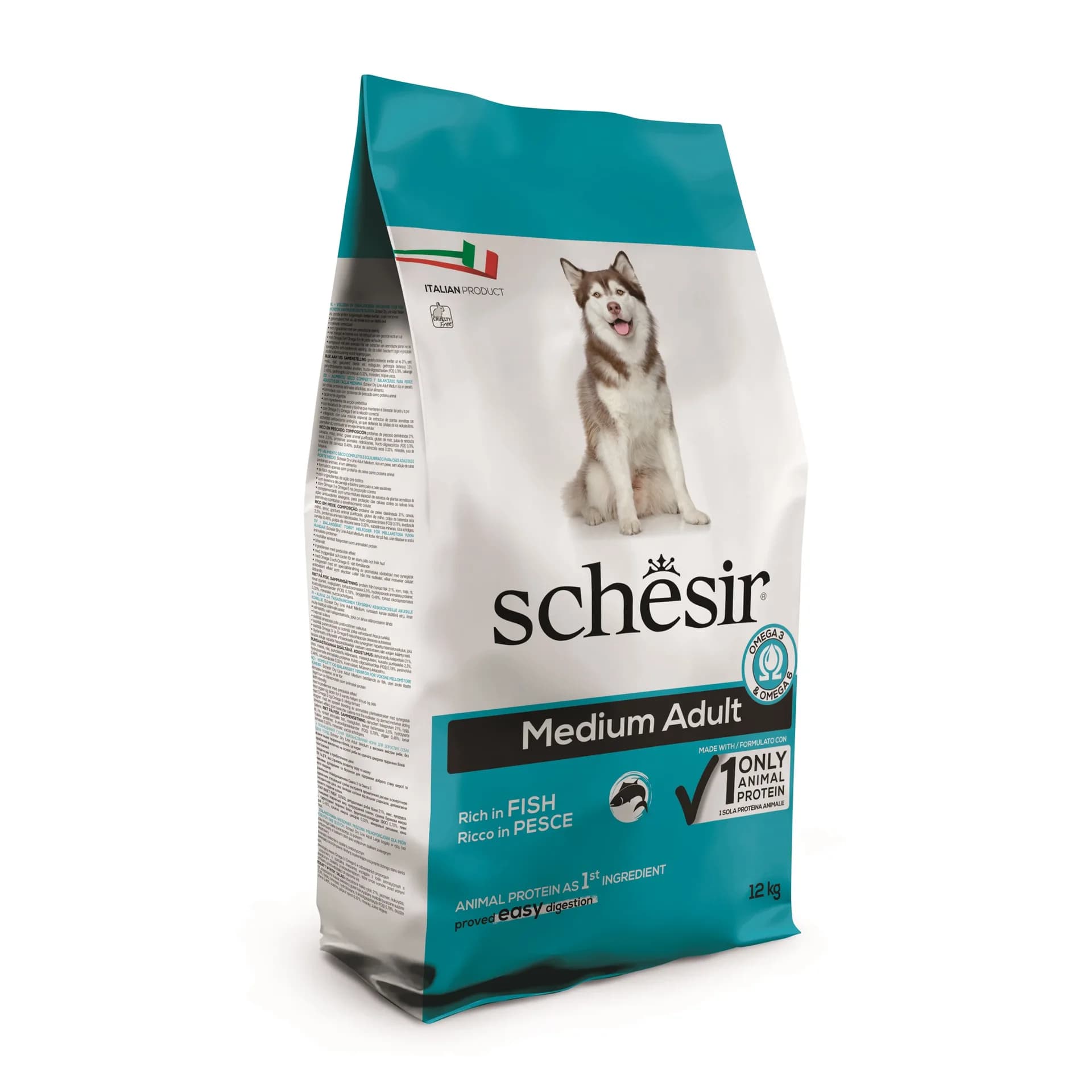 Schesir Original Medium Adult Rich In Fish karma sucha z rybą dla dorosłych psów średnich ras – 12 kg