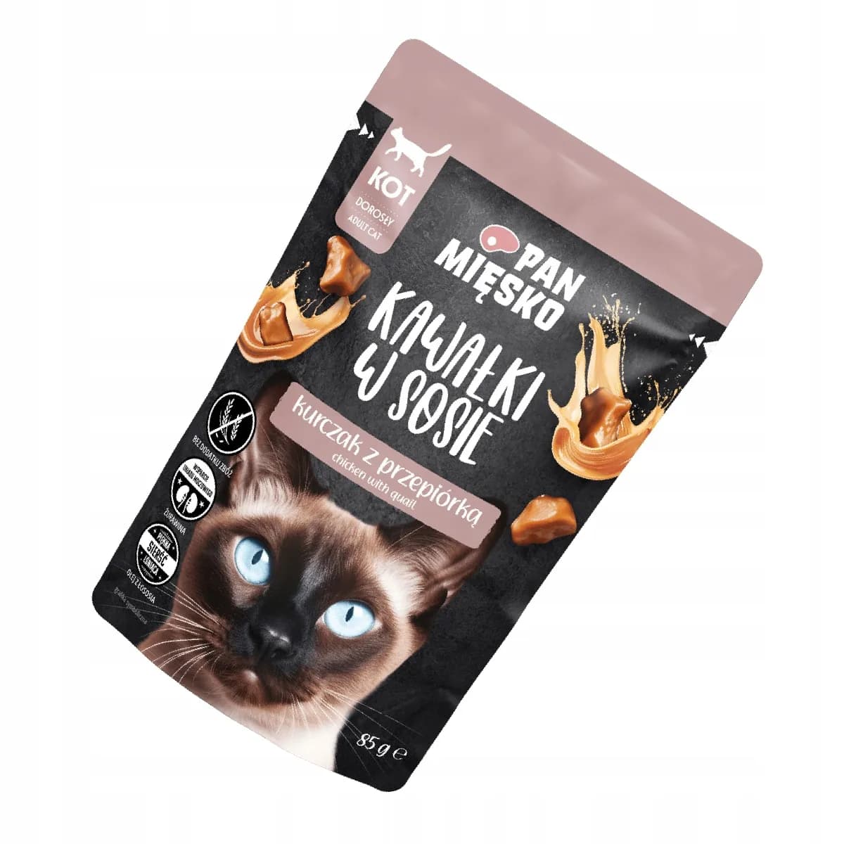 Mokra karma dla kota Pan Mięsko kawałki w sosie Kurczak z przepiórką 85 g