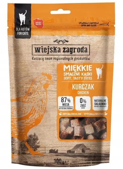 Wiejska Zagroda Przysmak dla kota Miękkie smaczne kąski Kurczak 100 g