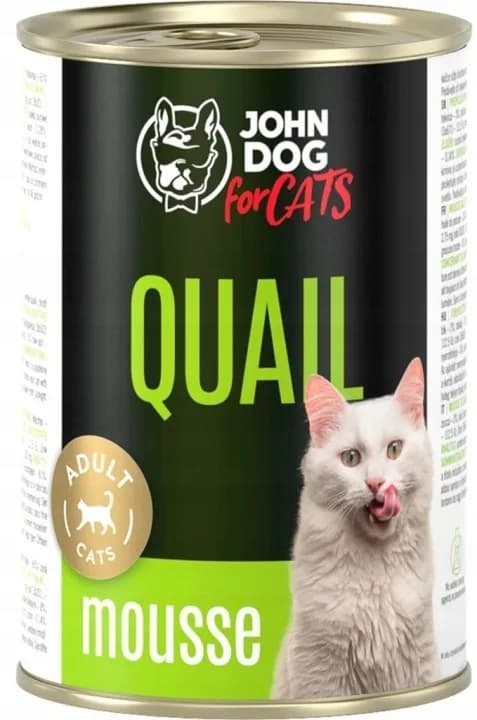 John Dog for Cats Mus karma mokra z przepiórką dla dorosłych kotów – 400 g