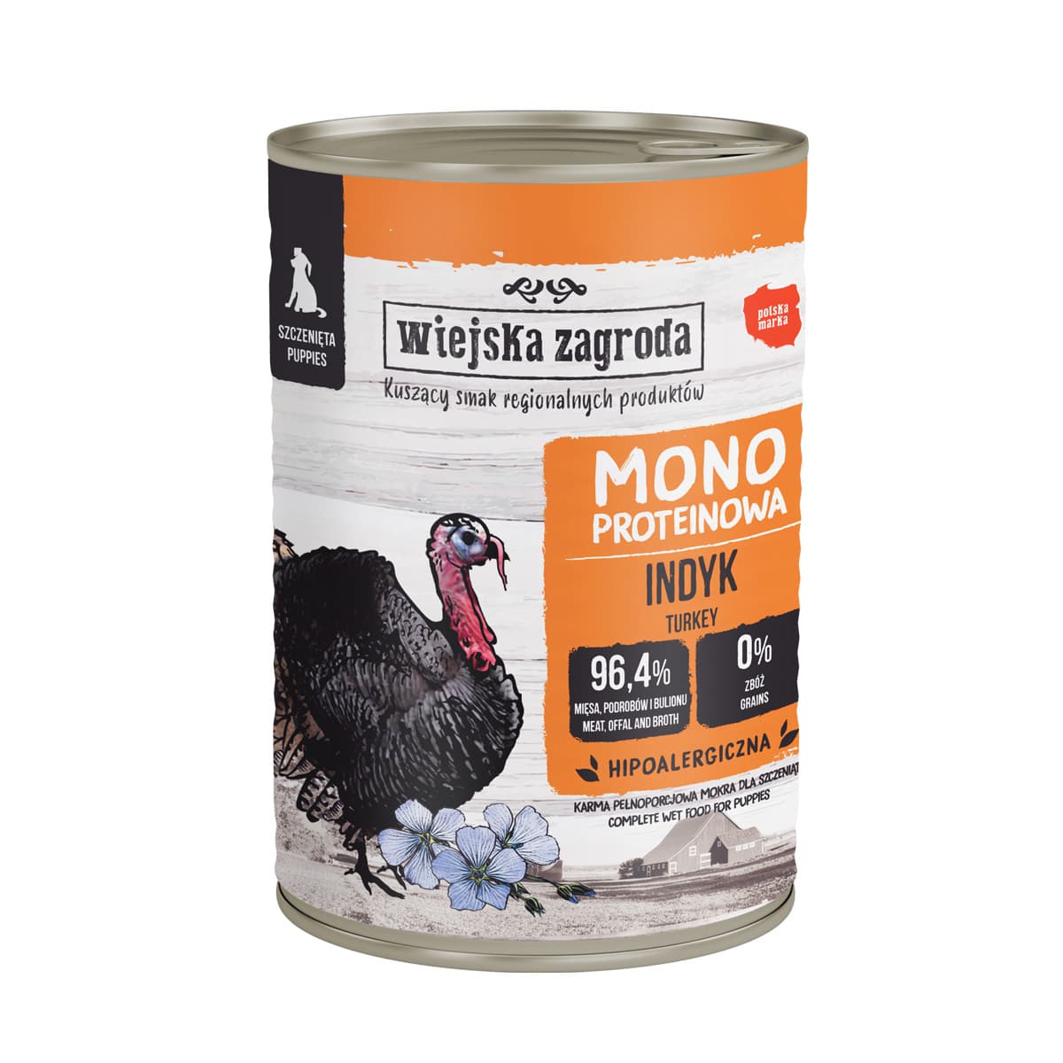Wiejska Zagroda karma mokra monoproteinowa dla szczeniąt indyk 400 g