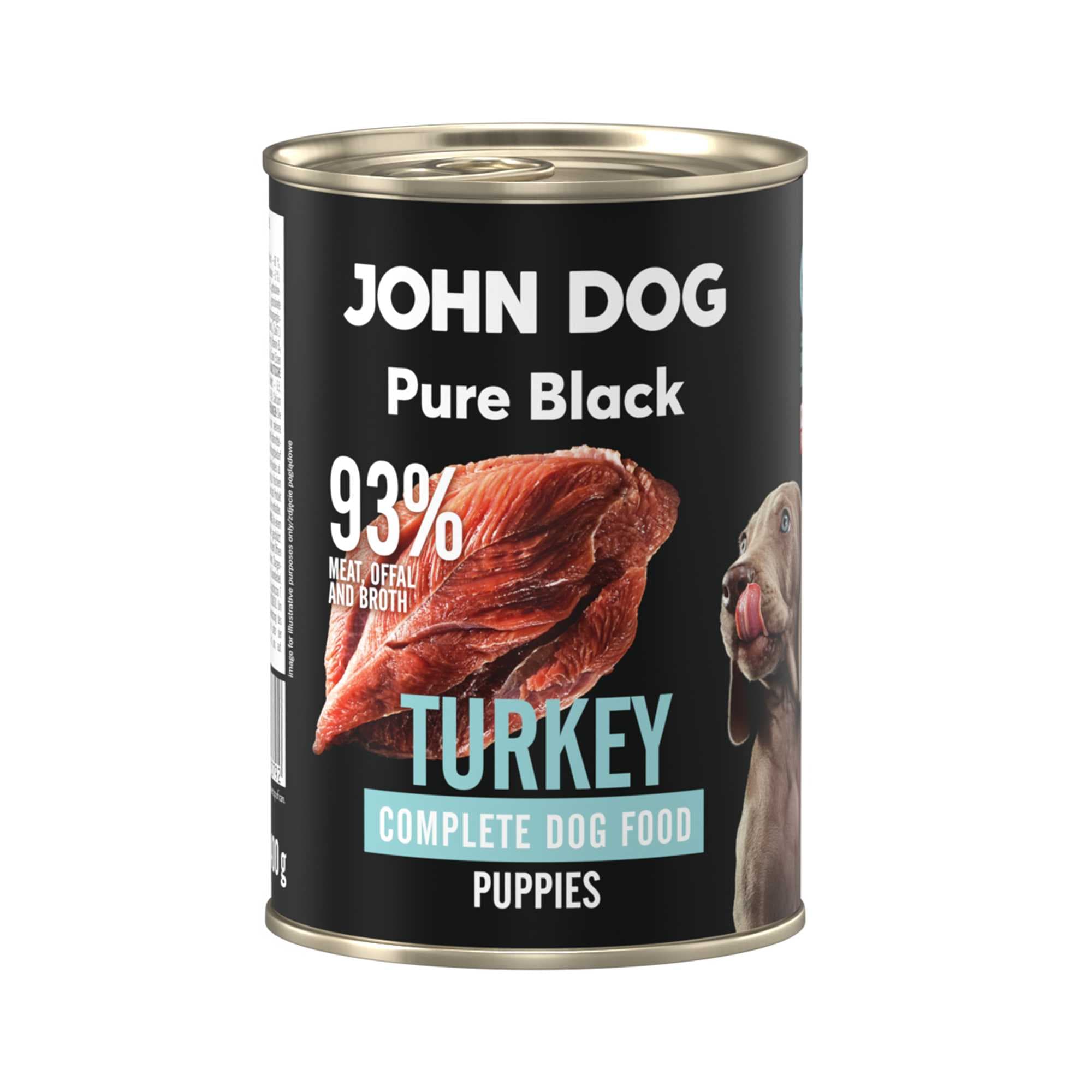 John Dog Pure Black Junior monobiałkowa karma mokra dla szczeniąt z indykiem – 400 g