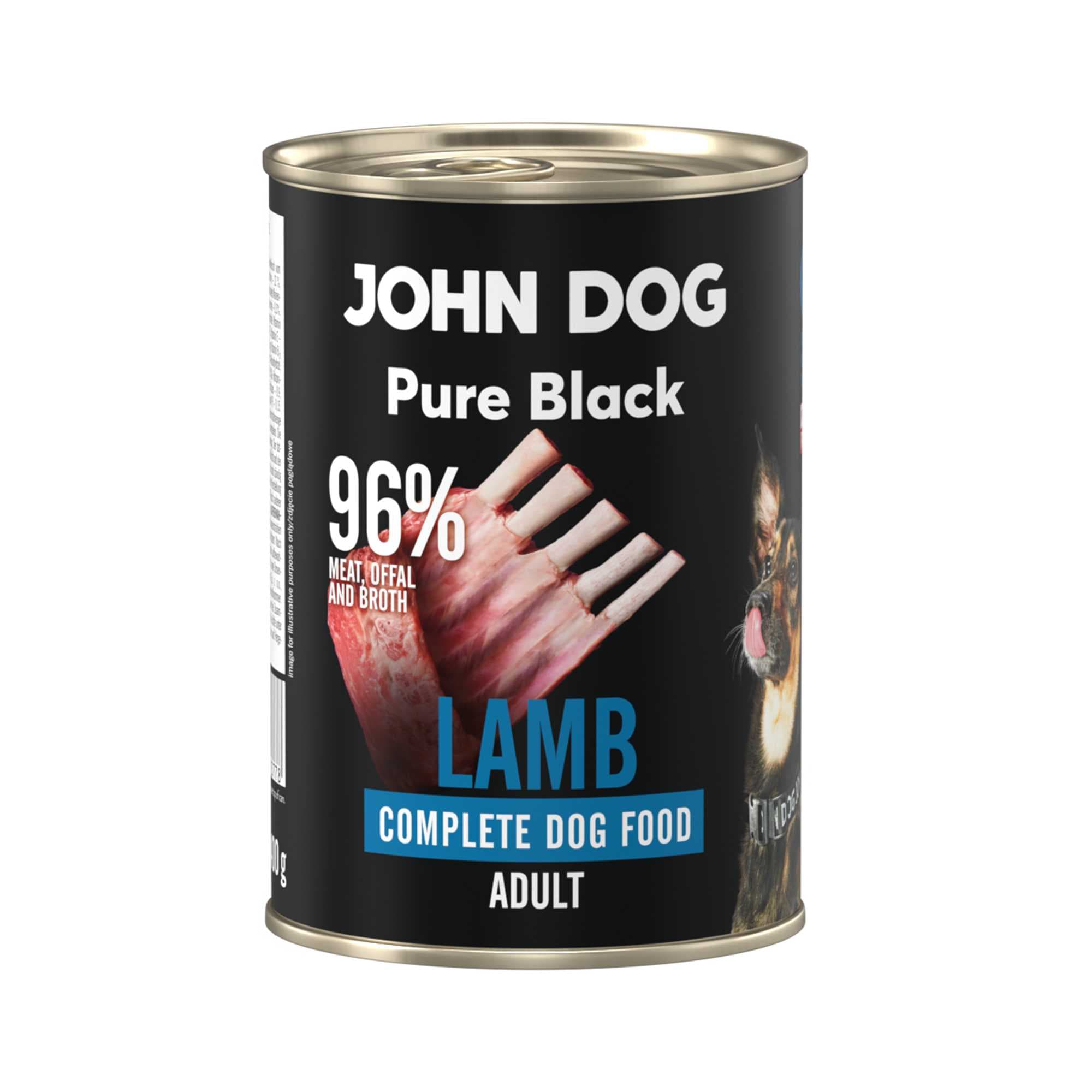 John Dog Pure Black karma mokra dla dorosłych psów z jagnięciną – 400 g