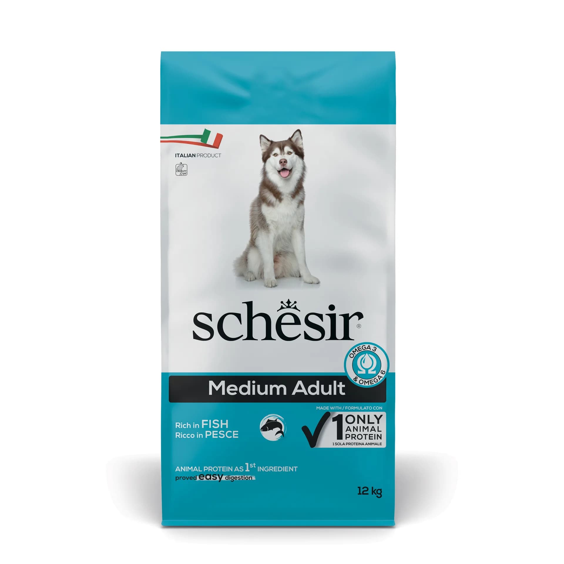 Schesir Original Medium Adult Rich In Fish karma sucha z rybą dla dorosłych psów średnich ras – 12 kg