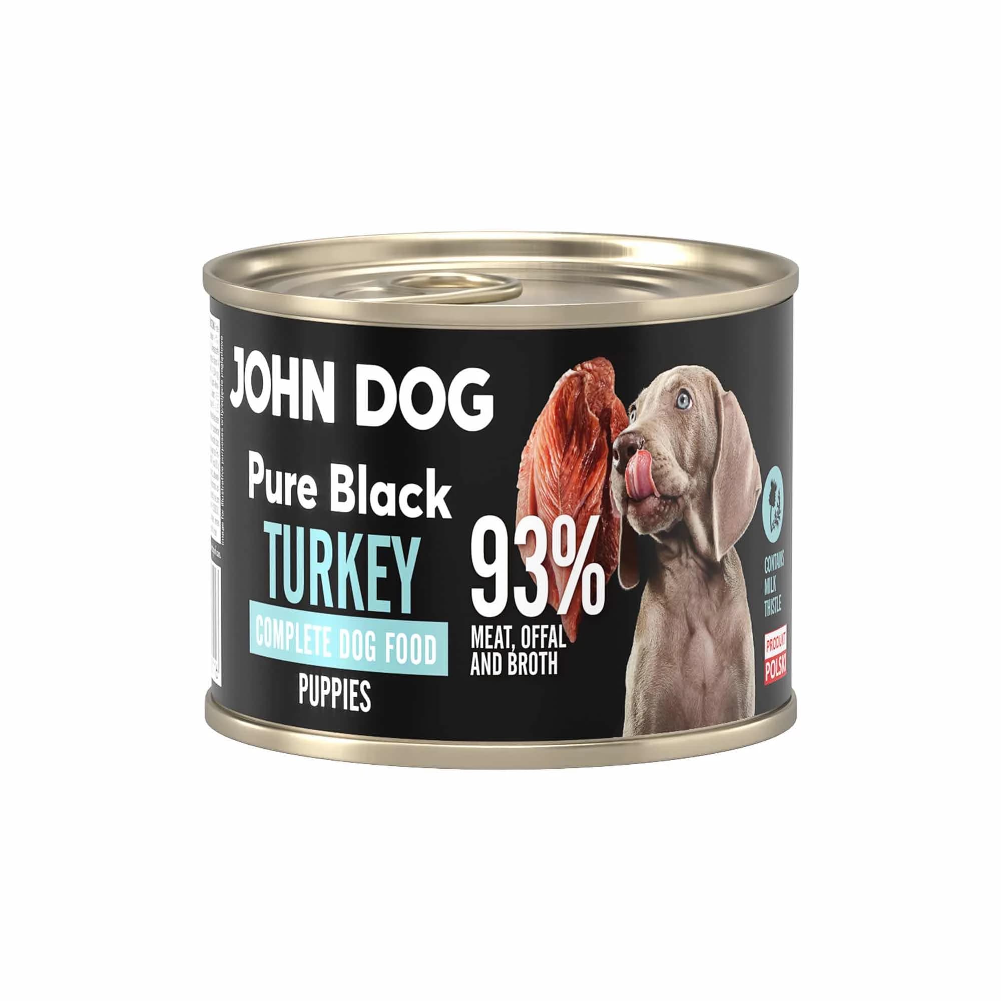 John Dog Pure Black Junior monobiałkowa karma mokra dla szczeniąt z indykiem
