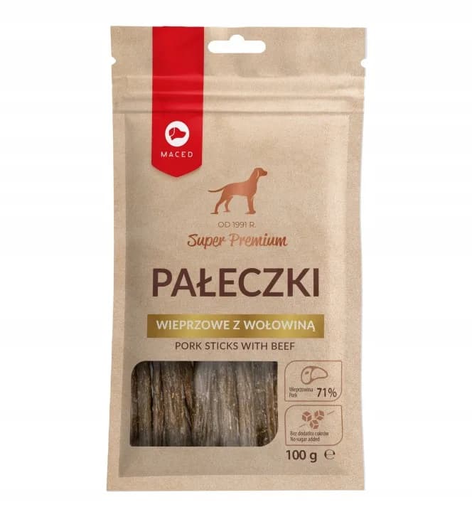 Maced Pałeczki Wieprzowe Przysmak Smakołyk dla psa Super Premium 100 g