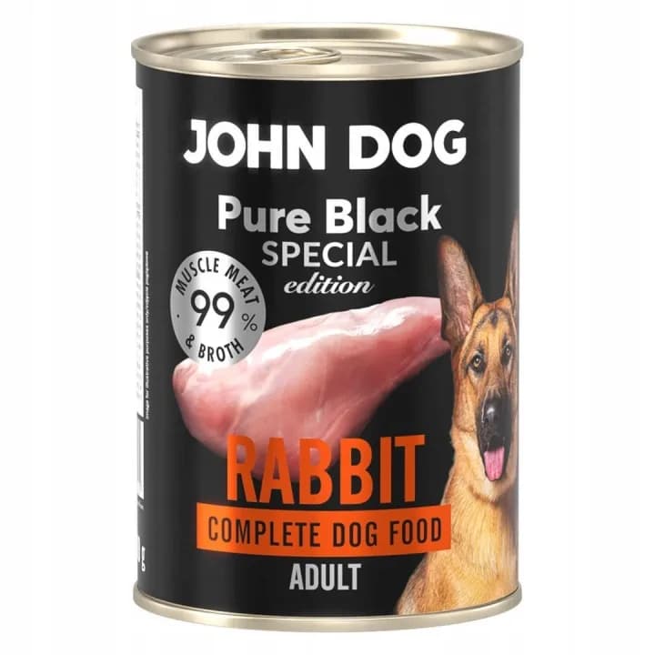 John Dog Pure Black Special Edition Karma Mokra dla psa z Królikiem
