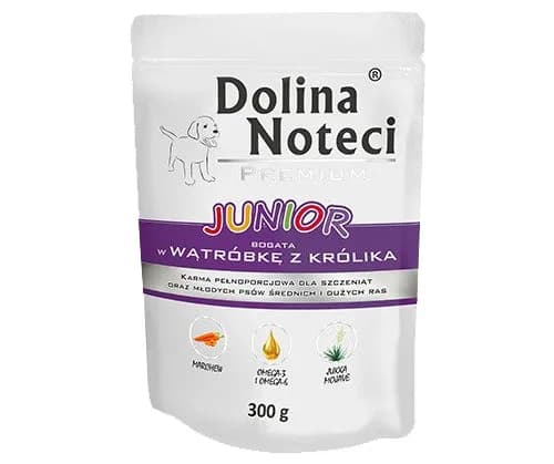 Dolina Noteci Premium junior saszetka bogata w wątróbkę z królika dla psa 300 g