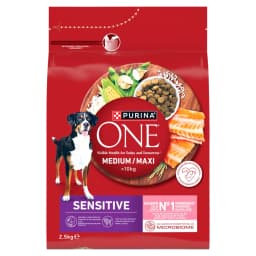Purina ONE Sensitive Medium/Maxi Karma dla dorosłych psów bogata w łososia z ryżem 2,5 kg