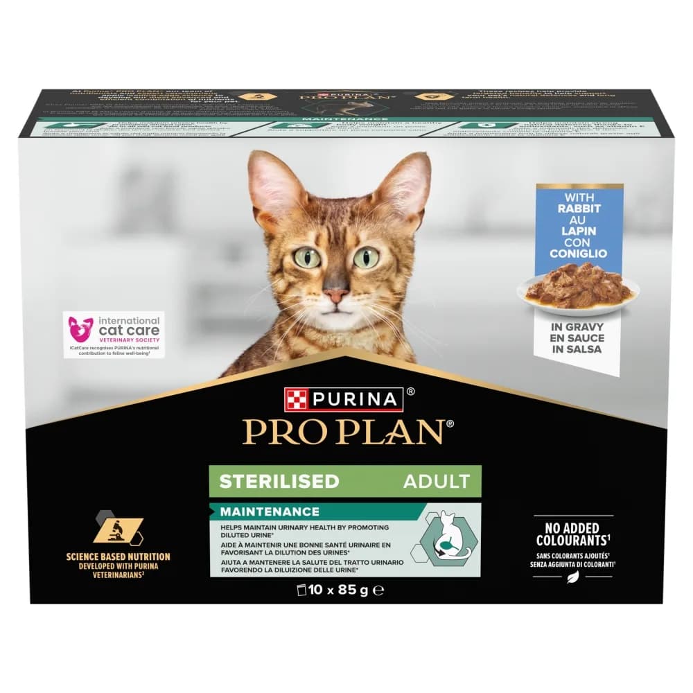PRO PLAN Sterilised Adult Maintenance karma mokra z królikiem dla kotów sterylizowanych 10 × 85 g