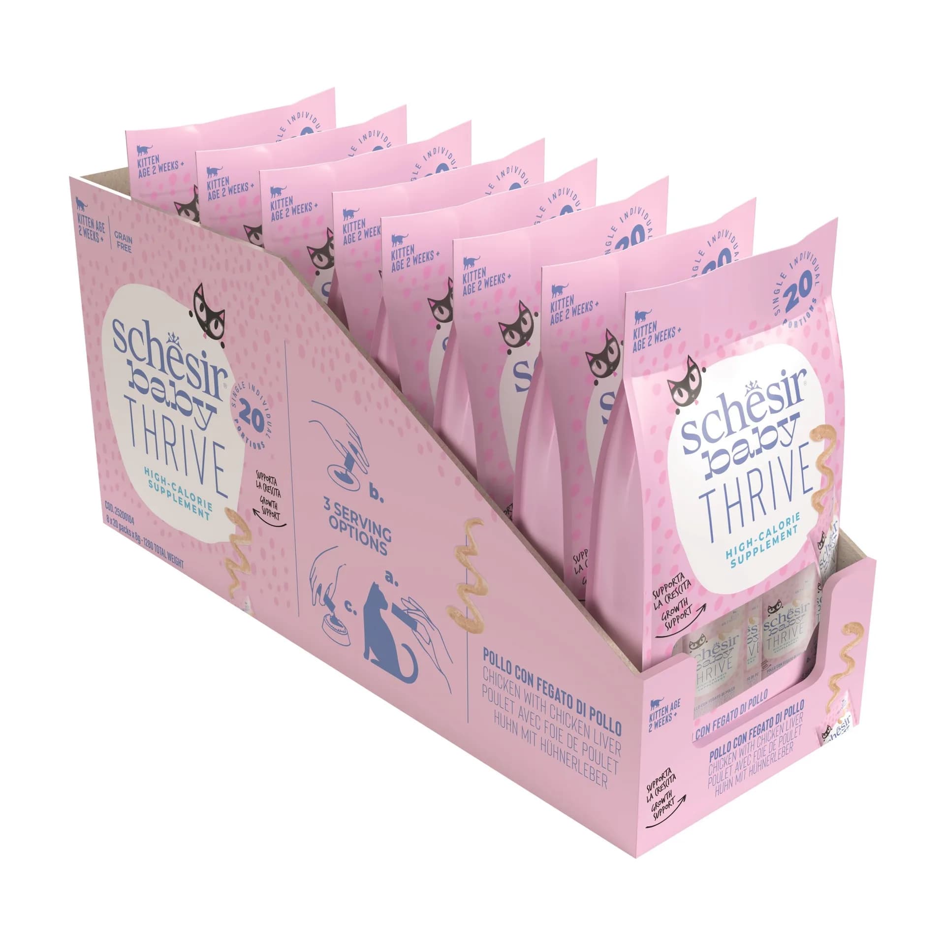 Schesir Baby Thrive multipack karma mokra dla kociąt kurczak z wątróbką – 20x8 g