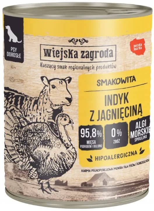 Wiejska Zagroda Karma mokra dla psa Indyk z jagnięciną – 800 g