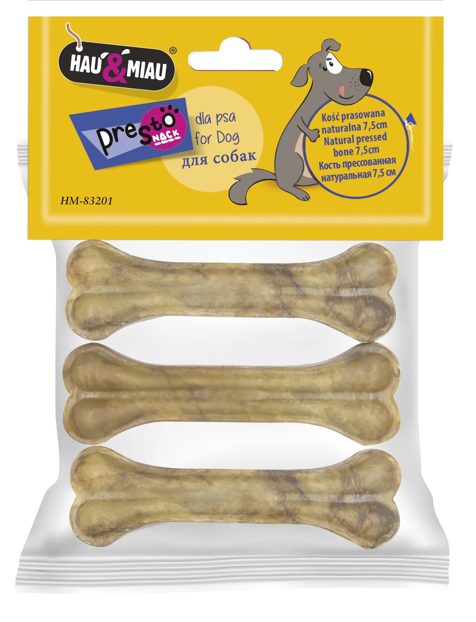 Hau&Miau Kość prasowana naturalna dla psa – 5 cm / 5 cm