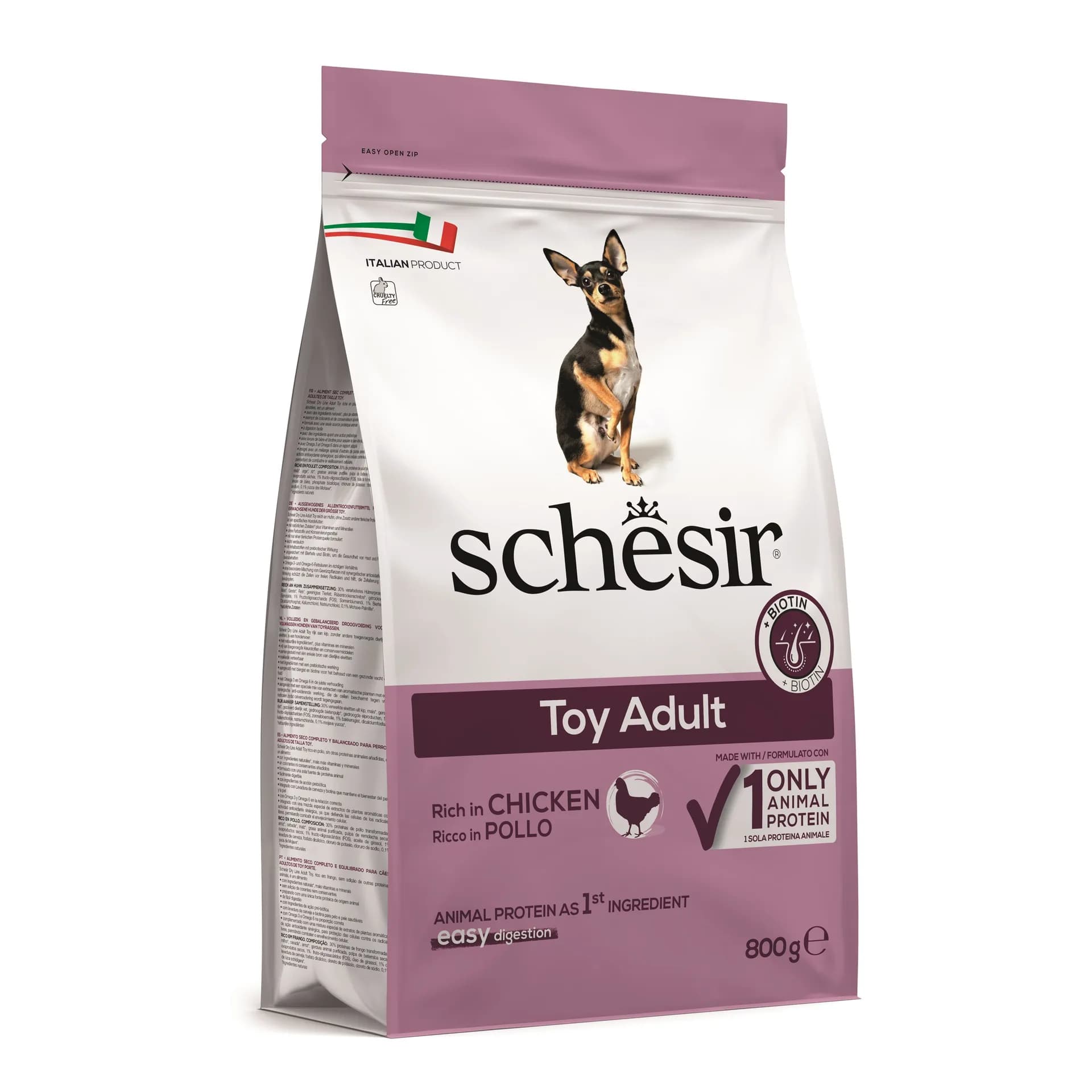 Schesir Original Toy Adult Rich in Chicken karma sucha z kurczakiem dla dorosłych psów ras miniaturowych – 0,8 kg