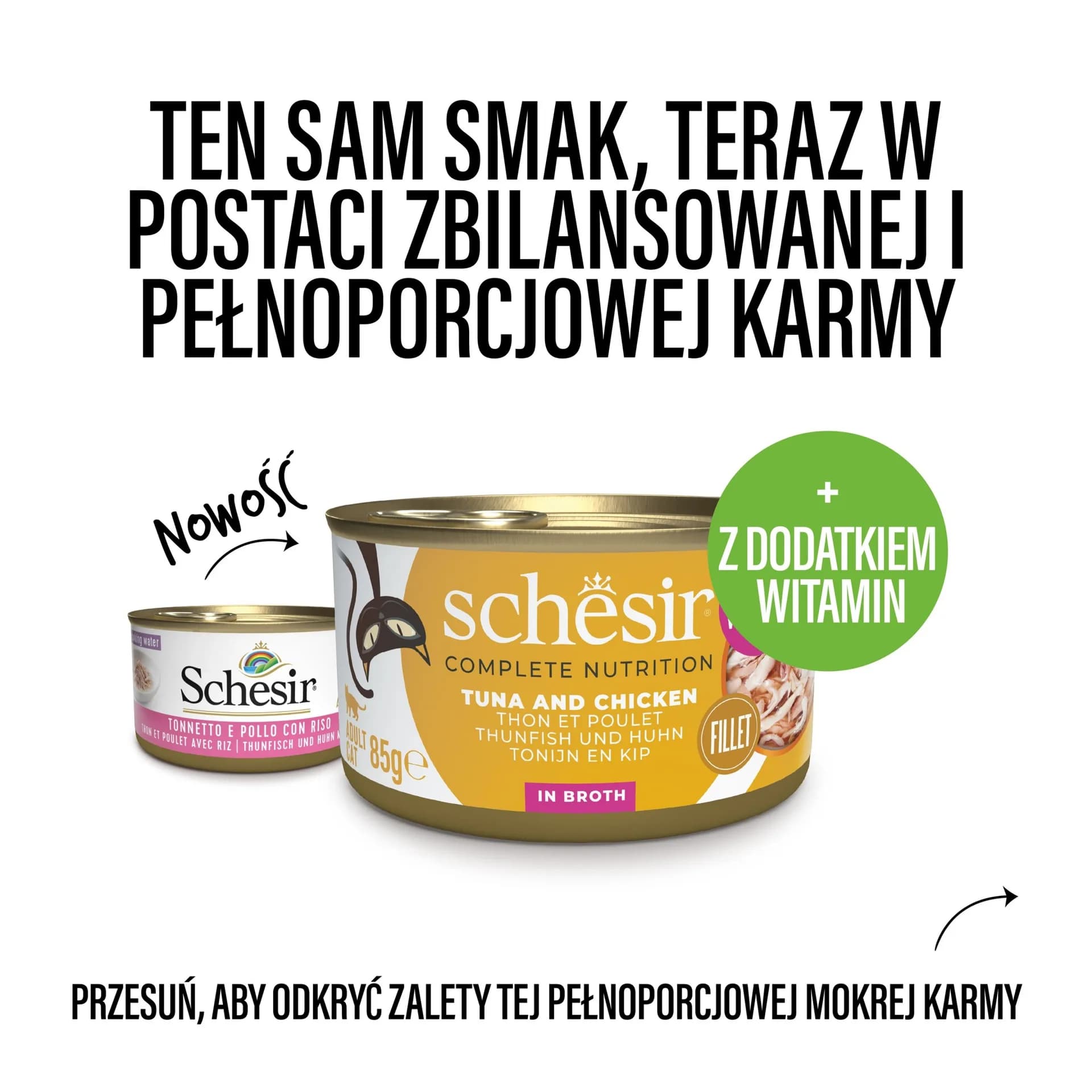 Schesir Mokra karma dla kota filety tuńczyk&kurczak galaretka – puszka – 85 g