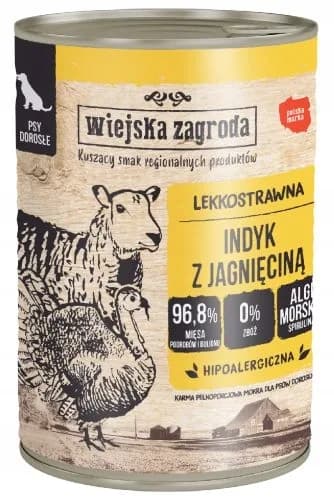 Wiejska Zagroda Karma mokra dla psa Indyk z jagnięciną