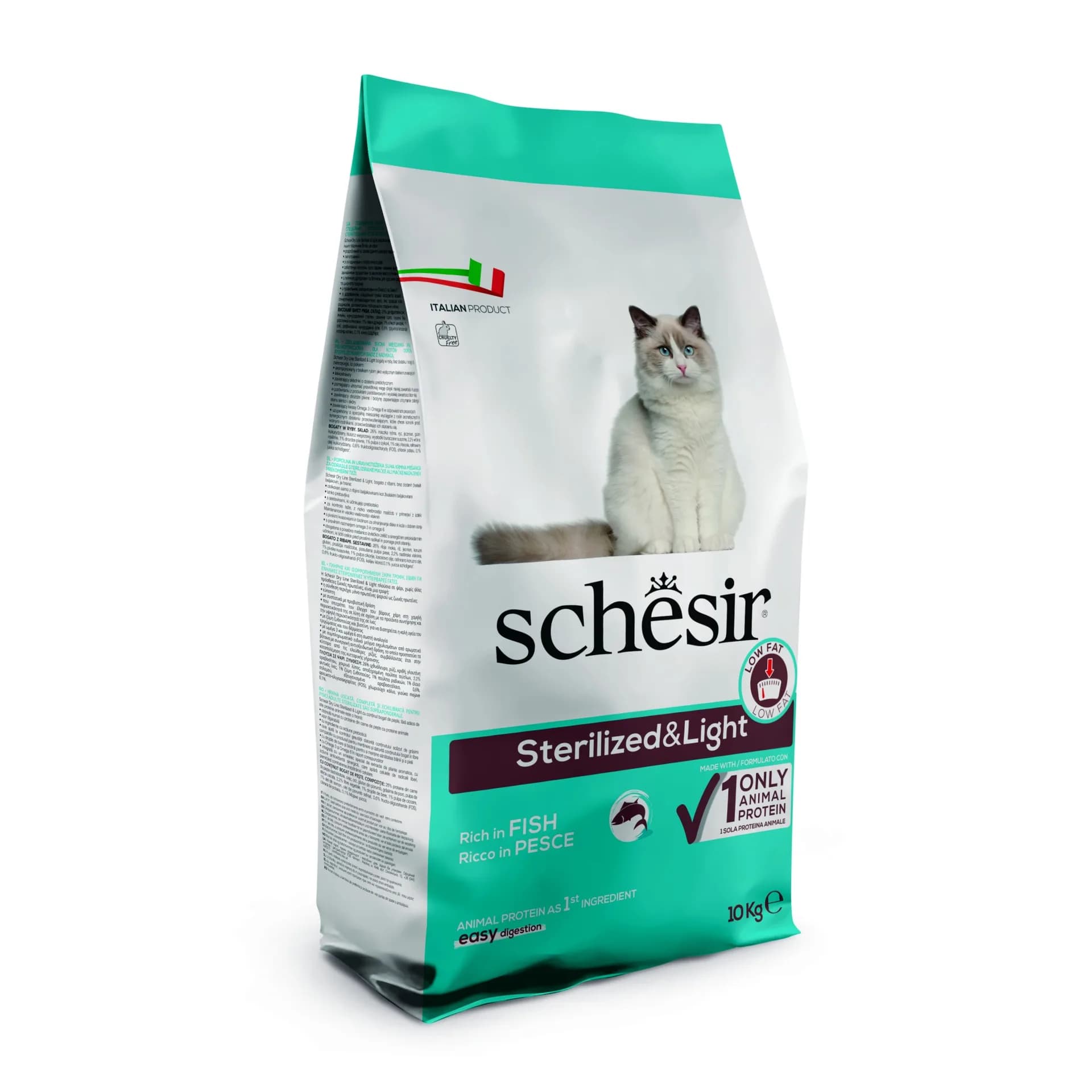 Schesir Original karma sucha dla kota ryby worek po sterylizacji i lekkostrawna – 10 kg