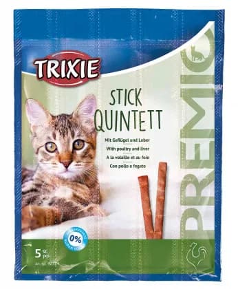 Trixie Premio Quadro-Sticks Paluszki drób/wątróbka Antykłaczek Przysmak dla kota