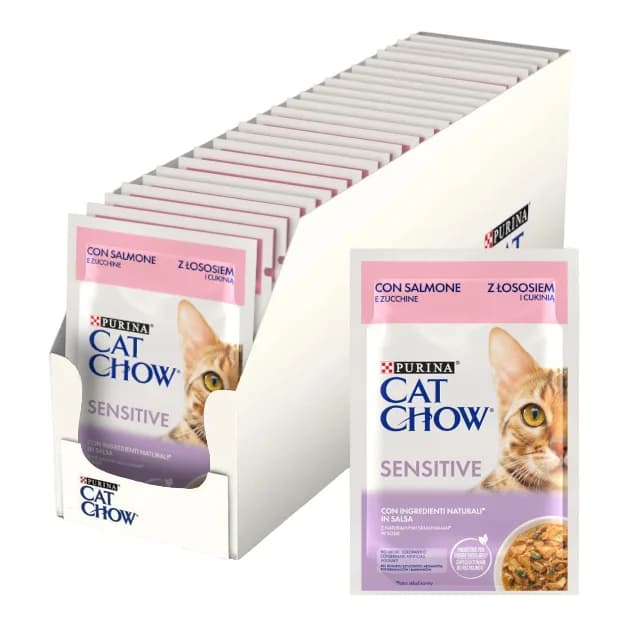 Cat Chow Purina Sensitive mokra karma z łososiem i cukinią w sosie 85 g