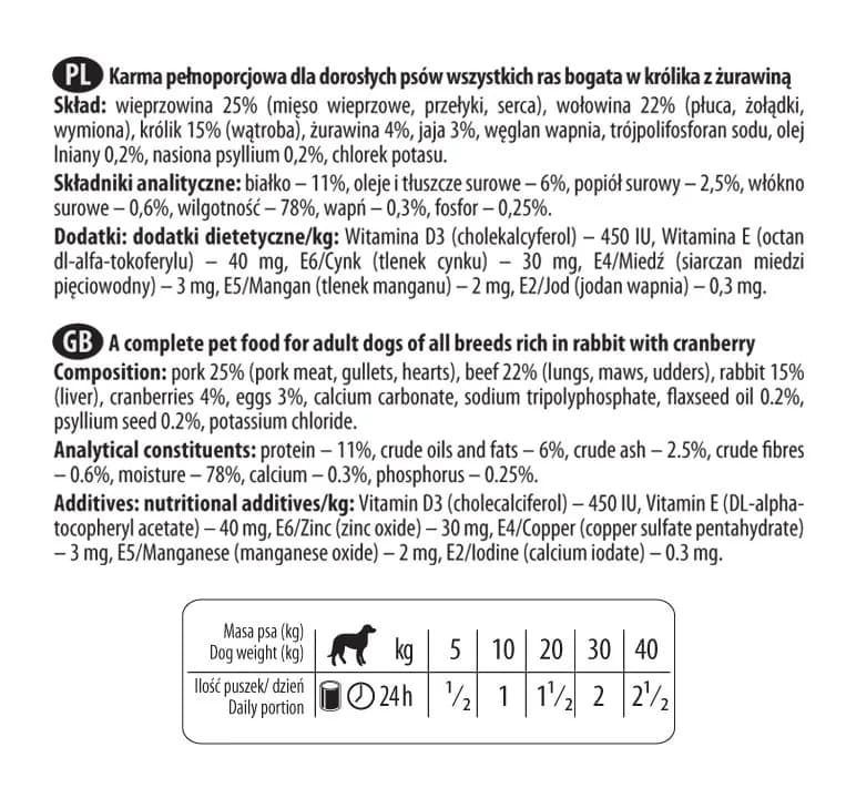 Dolina Noteci Premium bogata w królika z żurawiną – 400 g