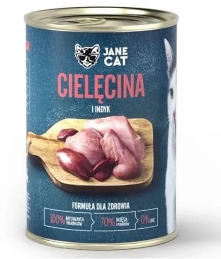 Jane Cat Premium karma mokra dla kota cielęcina i indyk – 400 g