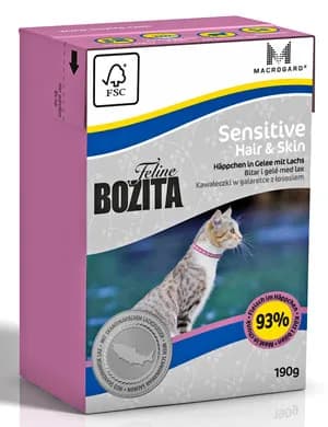 Bozita Feline Hair & Skin Sensitive kawałeczki mięsa w galarecie dla kotów wrażliwych 190 g