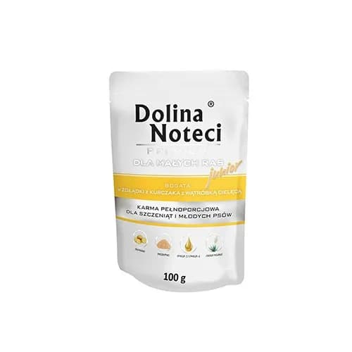 Dolina Noteci Premium Junior dla małych ras bogata w żołądki z kurczaka z wątróbką cielęcą 100 g