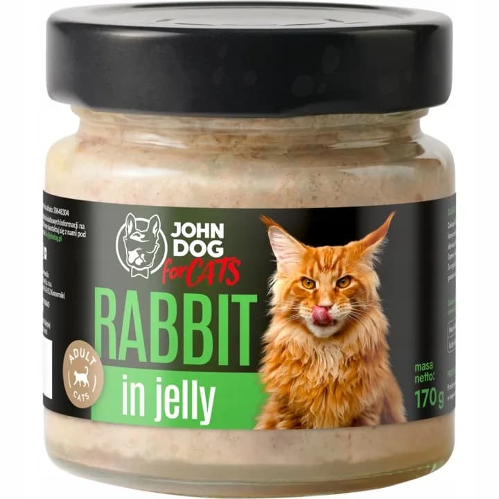 John Dog for Cats Monobiałkowa karma mokra dla dorosłych kotów Królik Galaretka – 170 g