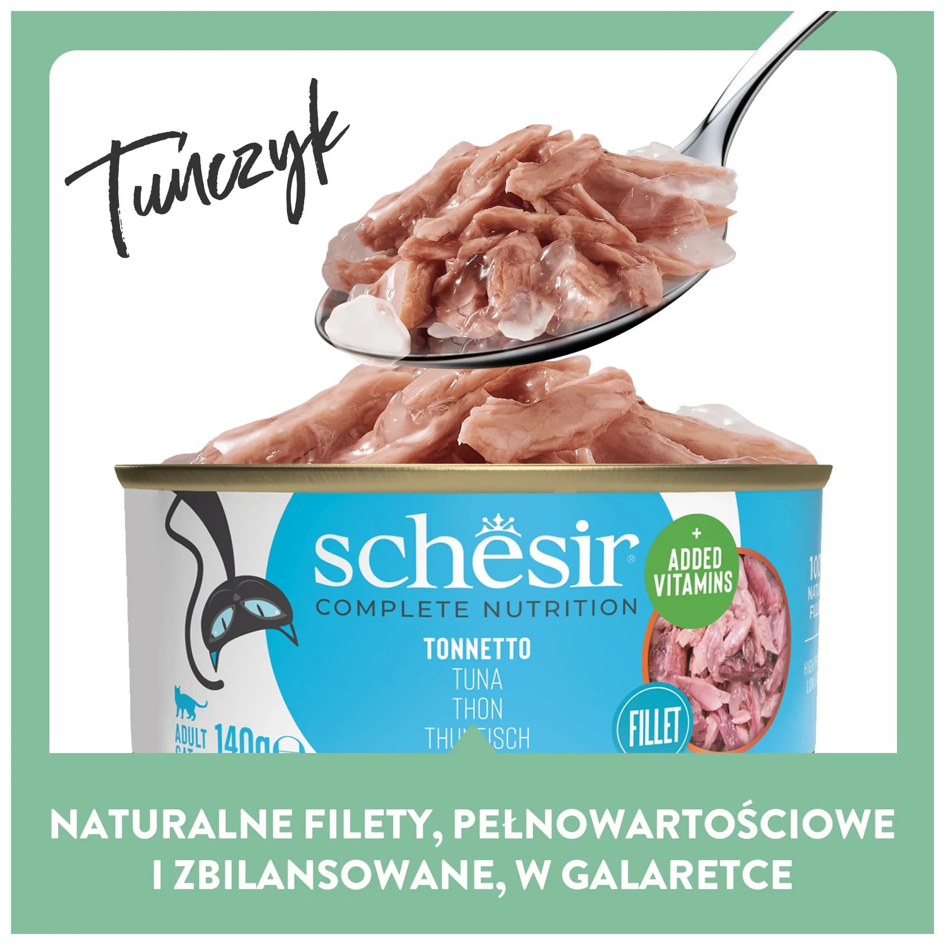 Schesir karma mokra dla kotów tuńczyk w galarecie puszka 140 g