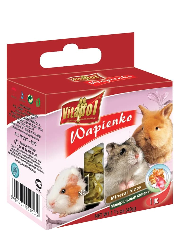 Vitapol Kostka wapienna roślinna dla gryzoni i królika Miętowy