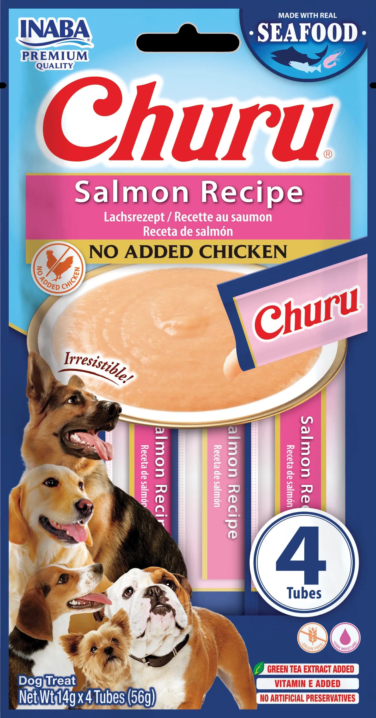 INABA Dog Churu przysmak dla psa formuła z łososiem 4 x 14 g