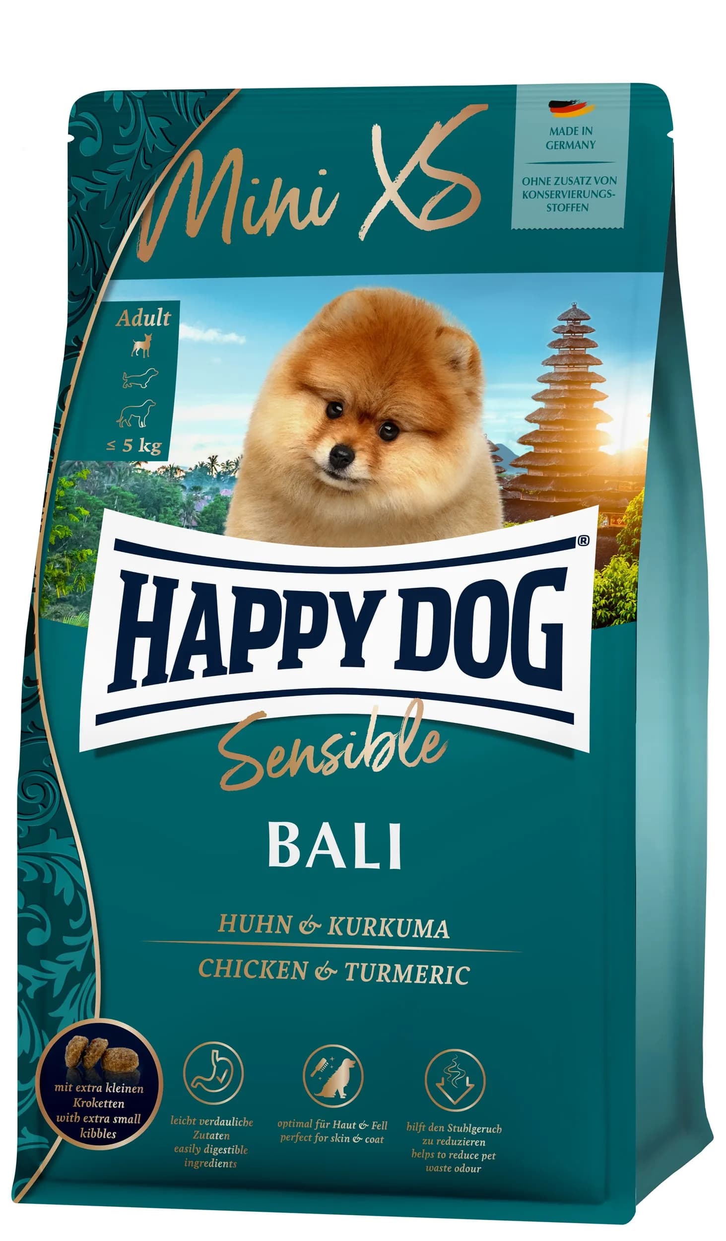 Happy Dog Sensible Mini Bali karma sucha z kurczakiem i kurkumą dla dorosłych psów miniaturowych ras