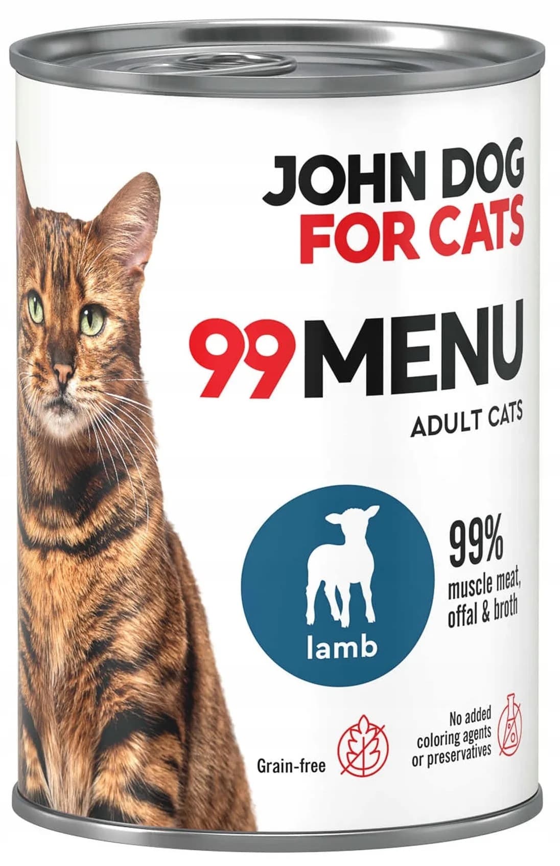 John Dog 99 Menu karma mokra z kurczakiem i jagnięciną dla dorosłych kotów 400 g