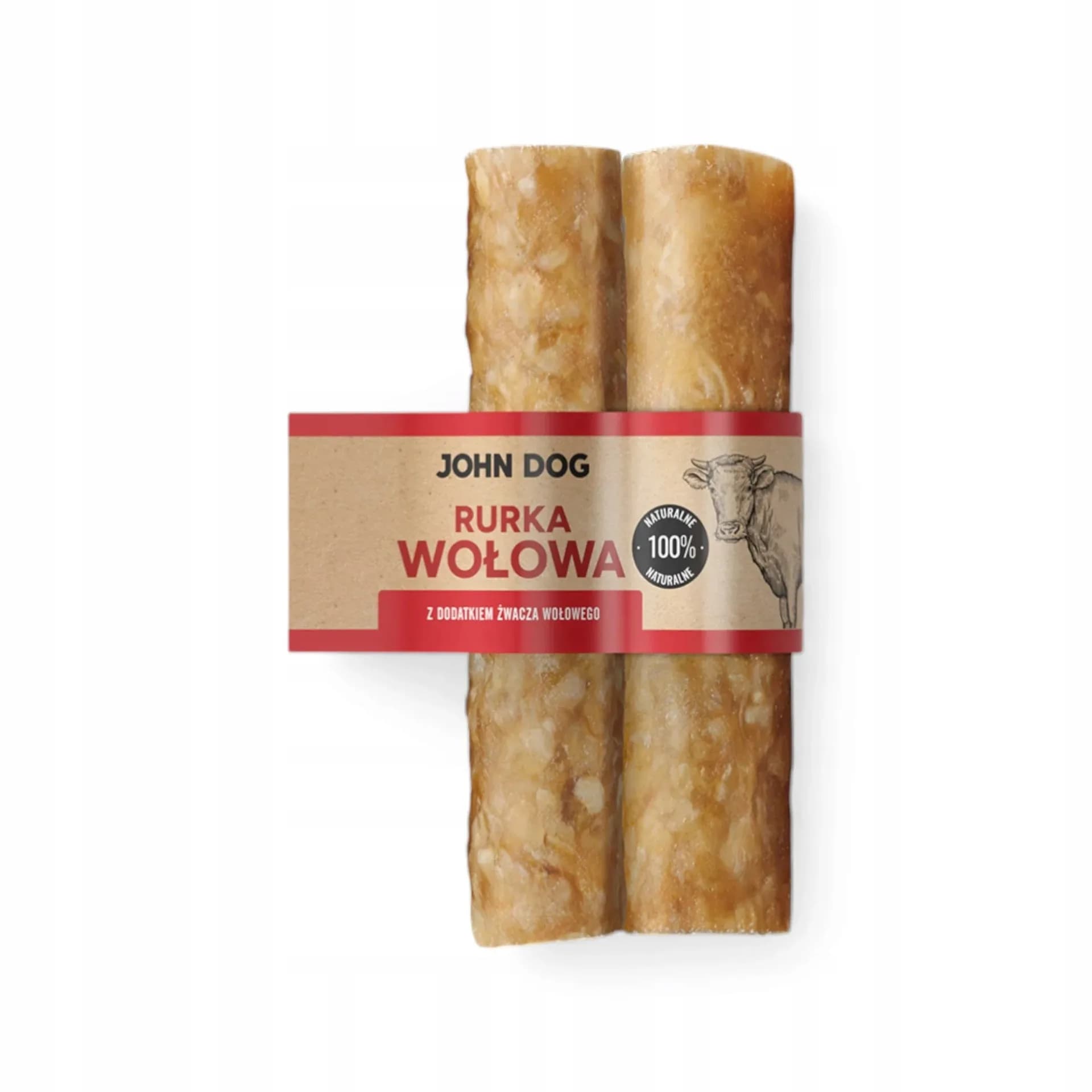 John Dog Rurka Wołowa z Żwaczem Naturalny gryzak dla psa Twardy 15 cm 2 szt.